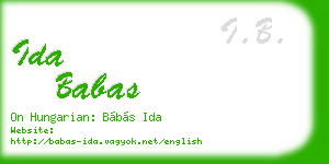 ida babas business card